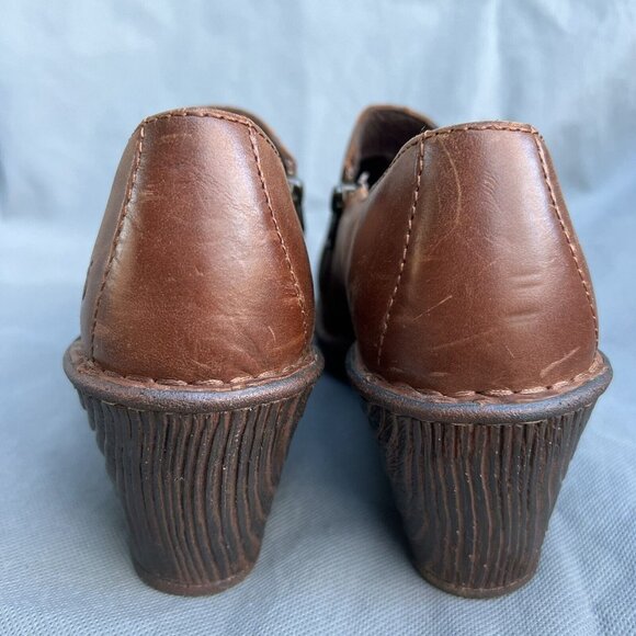 BORN Size 9.5 Brown Leather Clogs Elliot Shoes Double Zip Plain Toe - Picture 3 of 7